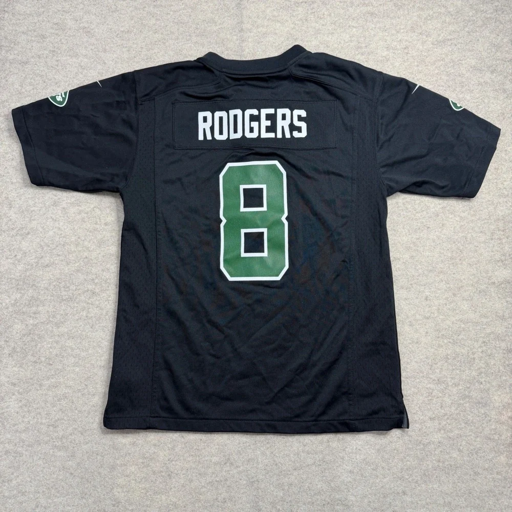 Nike Aaron Rodgers New York Jets Youth Large L 14/16 Black Jersey NFL On Field